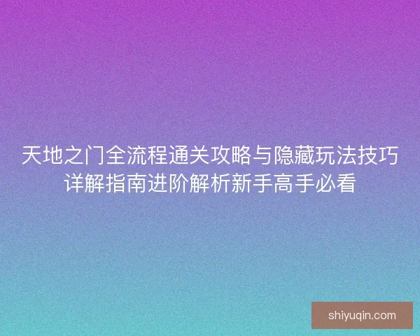 天地之门全流程通关攻略与隐藏玩法技巧详解指南进阶解析新手高手必看
