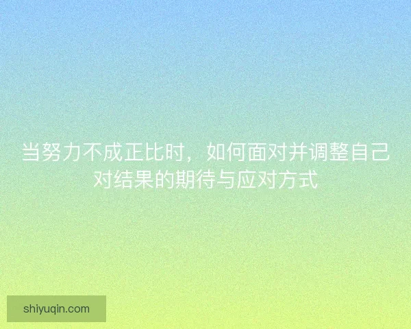 当努力不成正比时，如何面对并调整自己对结果的期待与应对方式