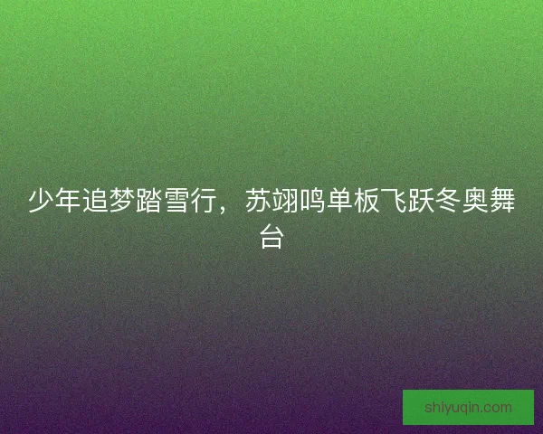 少年追梦踏雪行，苏翊鸣单板飞跃冬奥舞台